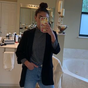 Mango Oversized Black & White Turtleneck